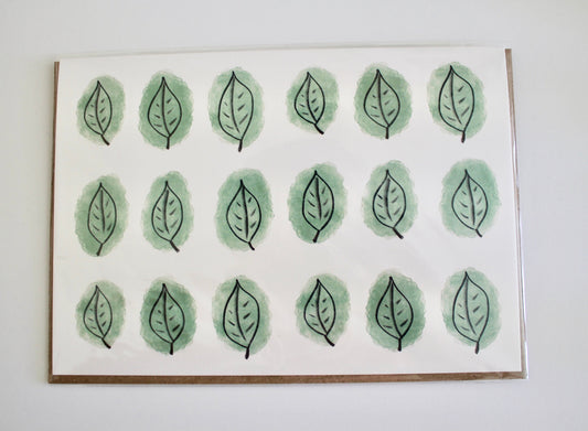 Green Leaves Eco Friendly Greeting Card with Kraft Envelope