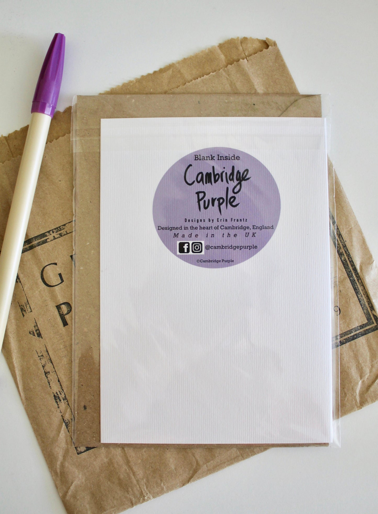 Cambridge England Punting Greeting Card with Kraft Envelope