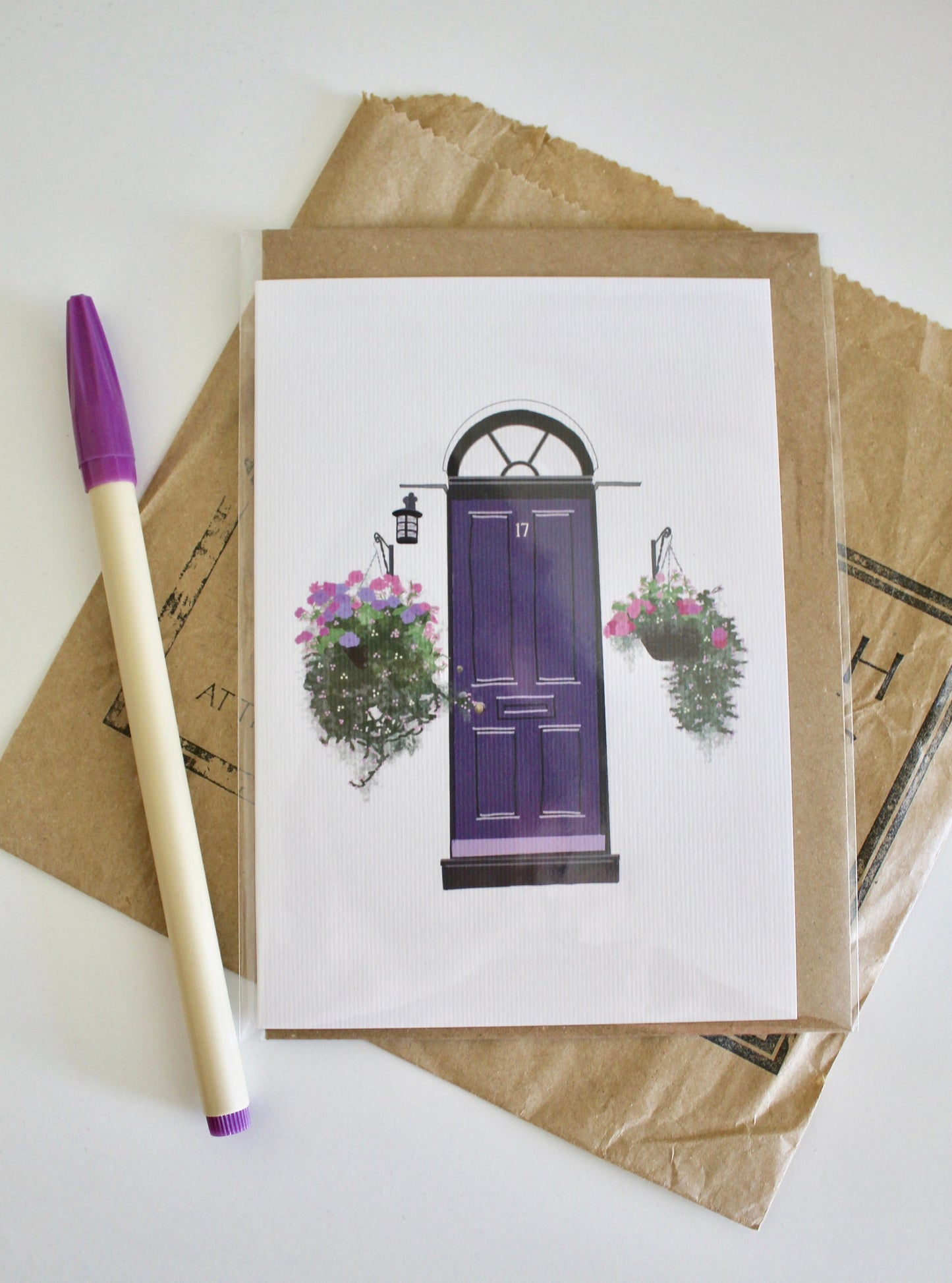 Cambridge England 'Portugal Place' Greeting Card with Kraft Envelope