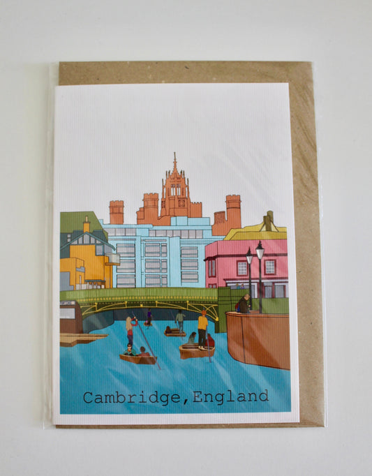 Set of 3 Cambridge & London Inspired Greeting Cards with Kraft Envelopes