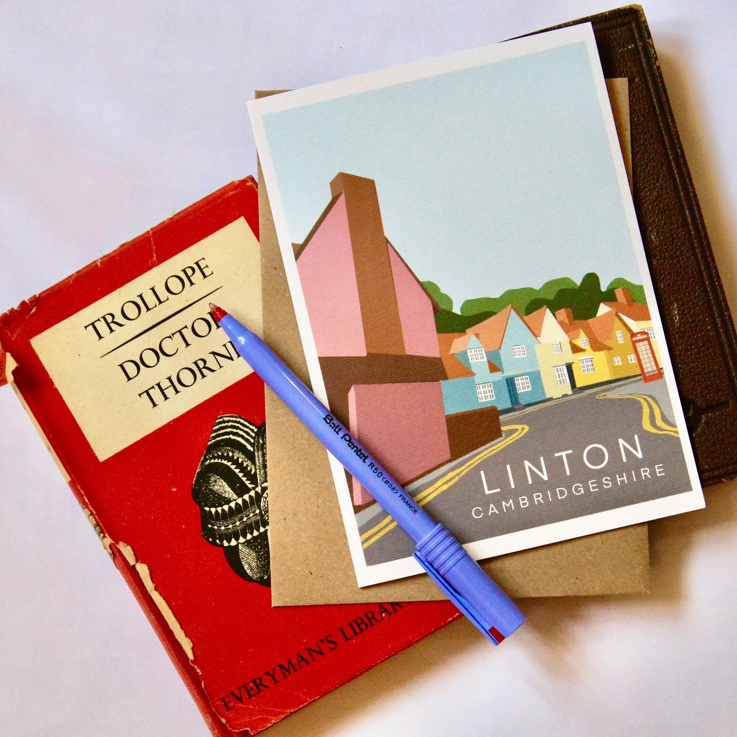 Linton High Street & Church Lane 5x7 Greeting Card with Kraft Envelope, Blank Inside