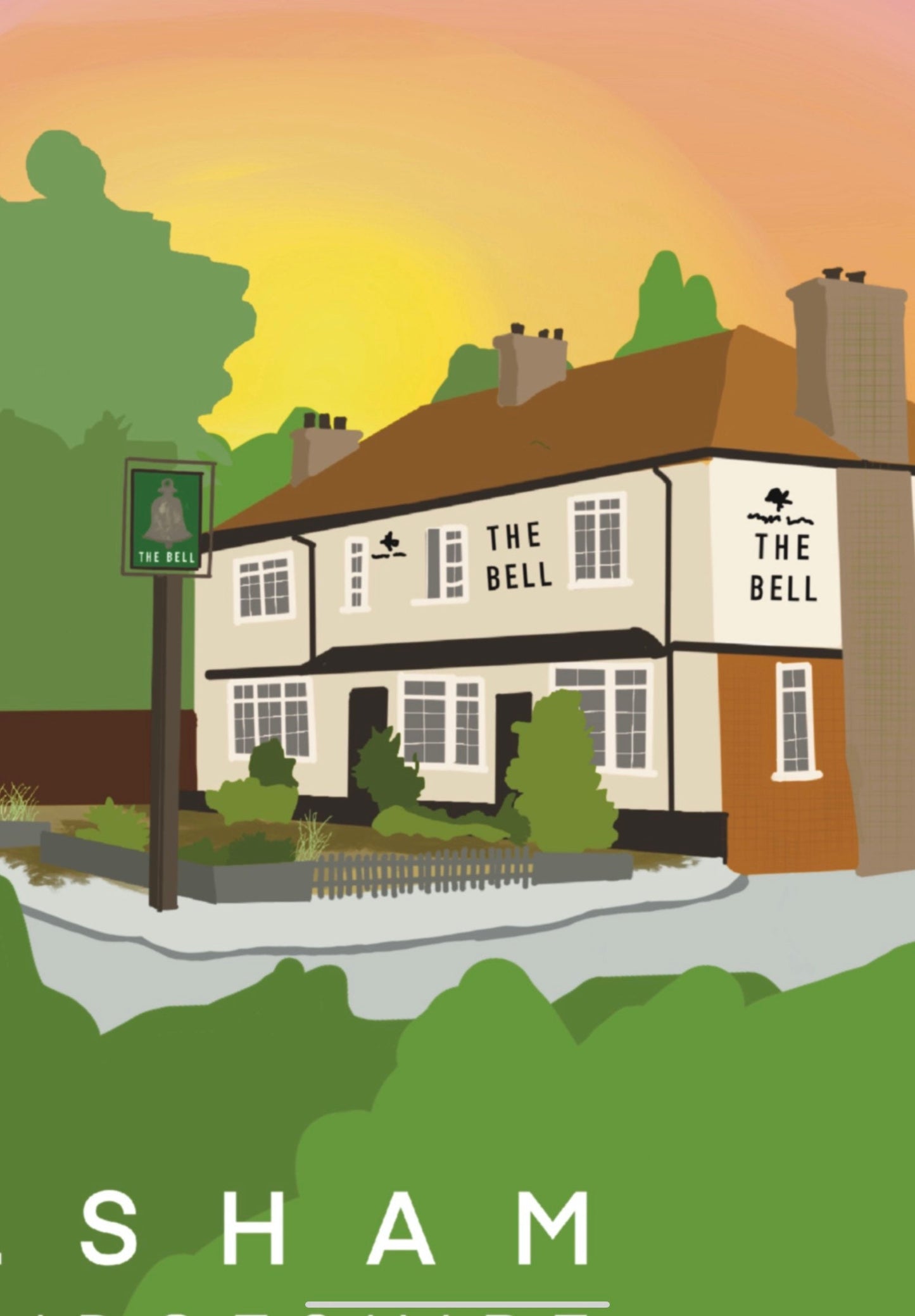 "The Bell, Balsham, Cambridgeshire" Art Print