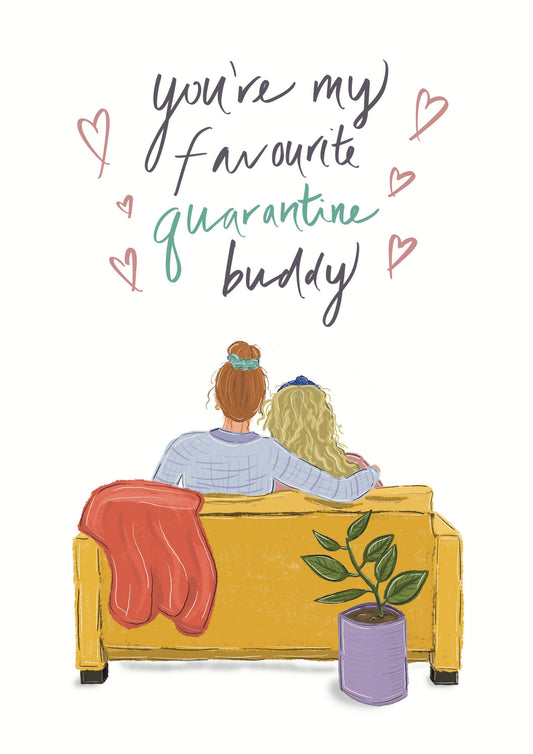 Thinking of you “Quarantine Buddies” Greeting Card, UK Made