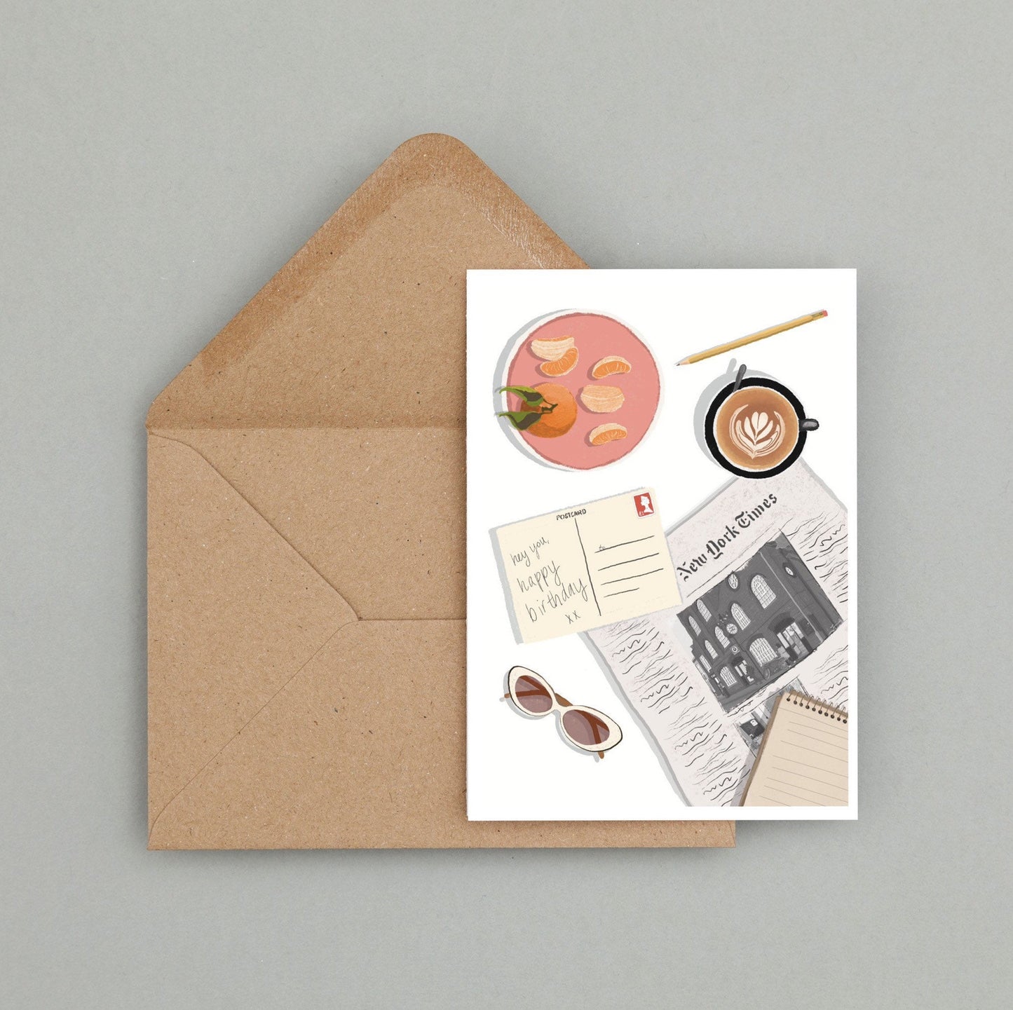 Coffee Flatlay "Happy Birthday" Greeting Card