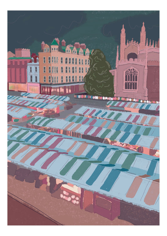 “Cambridge Market Square at Twilight” Art Print