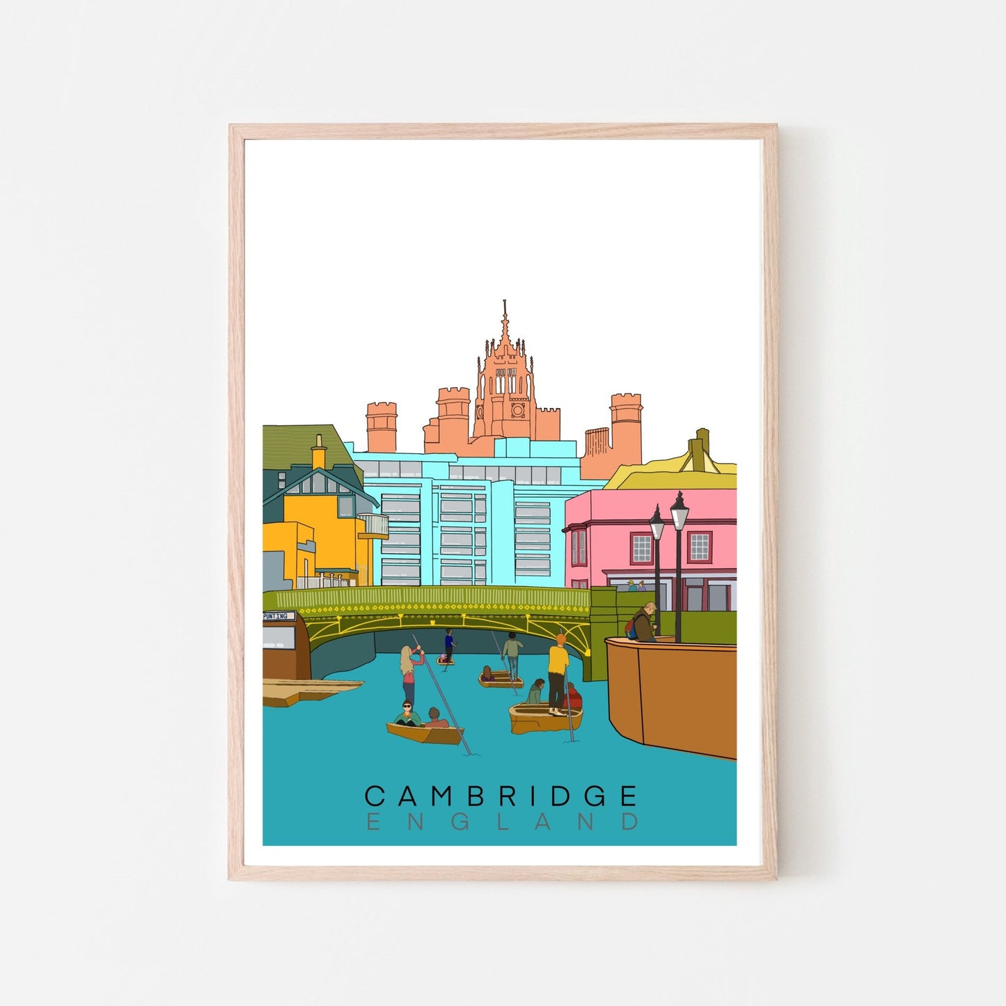 “Bridge Street Punting, Cambridge” Art Print