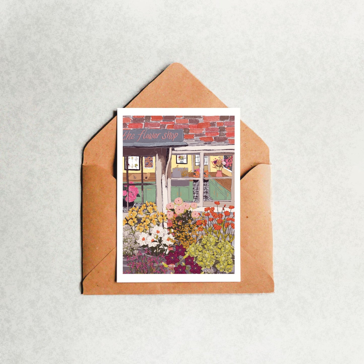 “London Flower Shop” Greeting Card