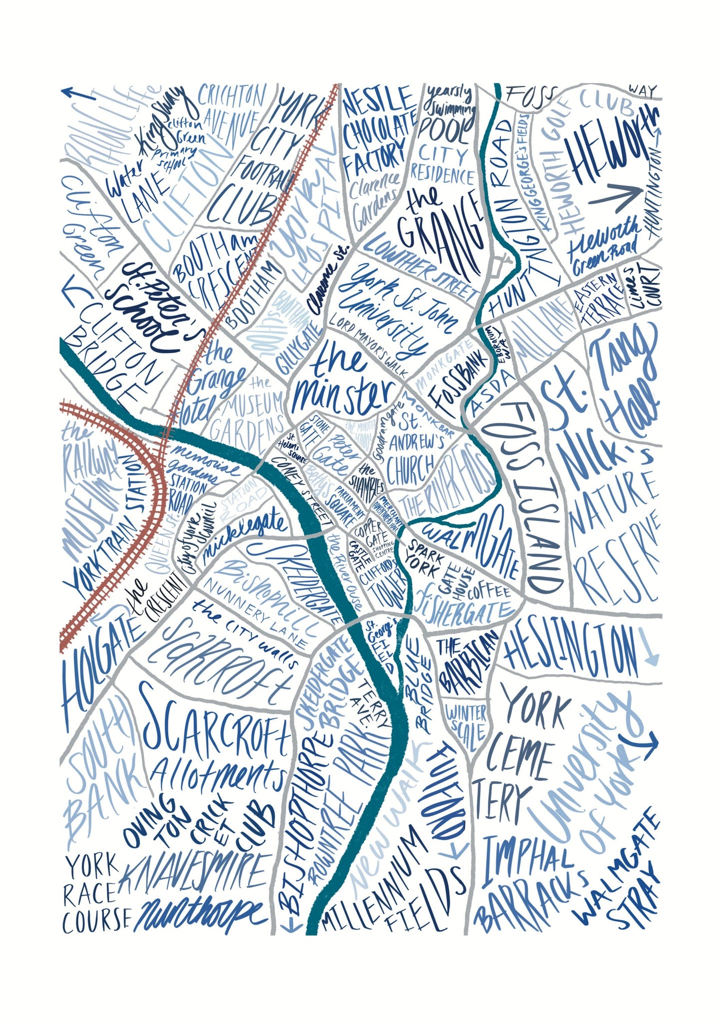 “York Map” Greeting Card