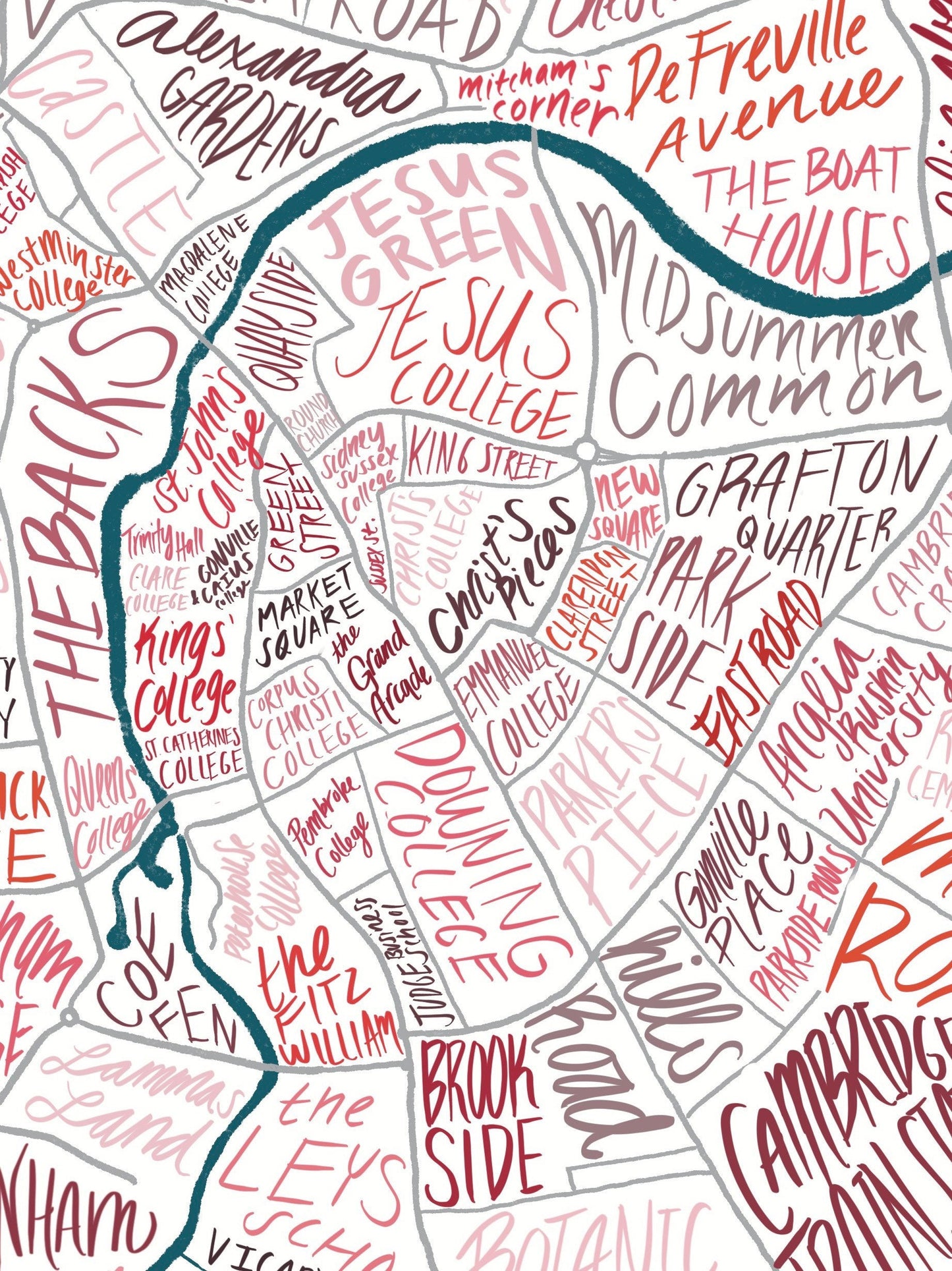 “Cambridge Map” Greeting Card