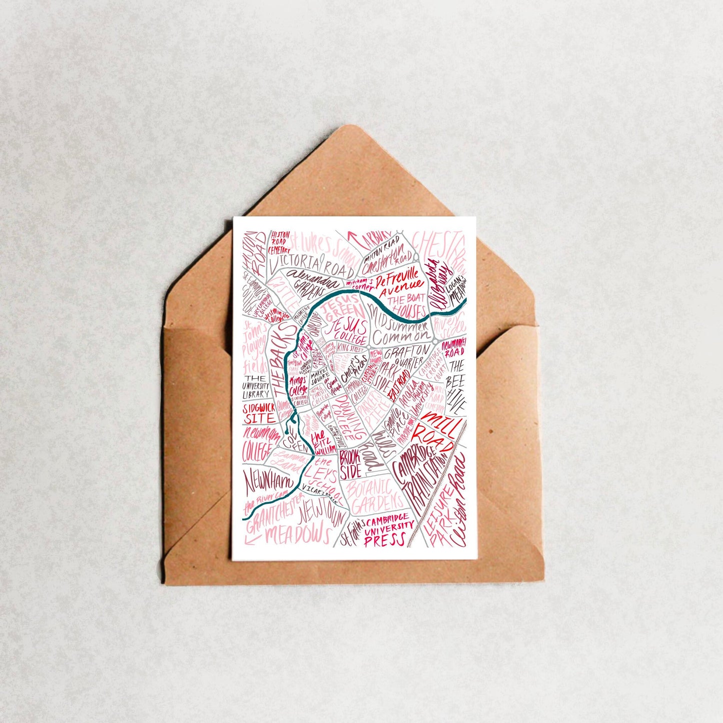 “Cambridge Map” Greeting Card
