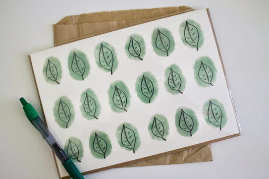 Green Leaves Eco Friendly Greeting Card with Kraft Envelope
