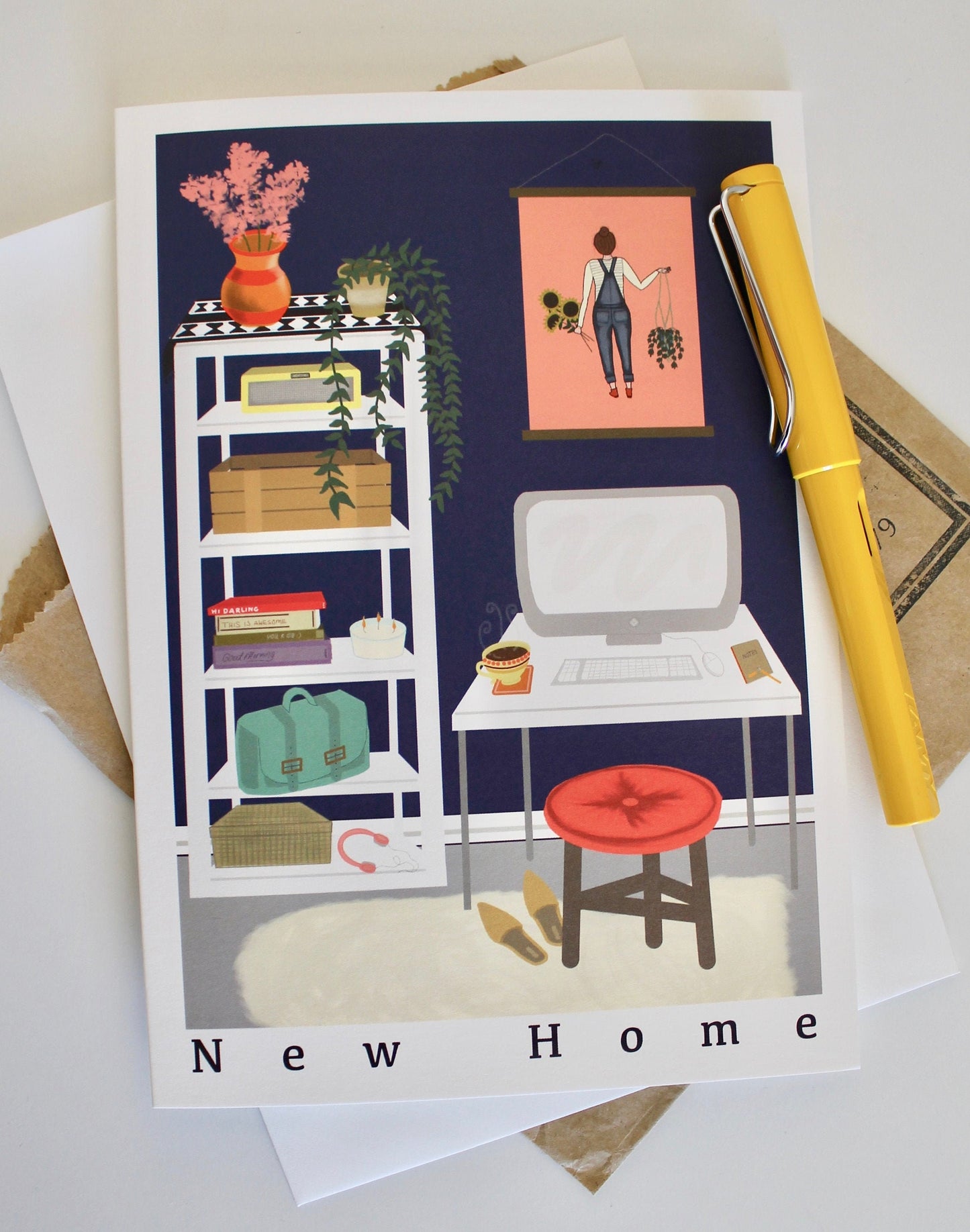 New Home Moving A5 Greeting Card with Cream Envelope, Blank Inside