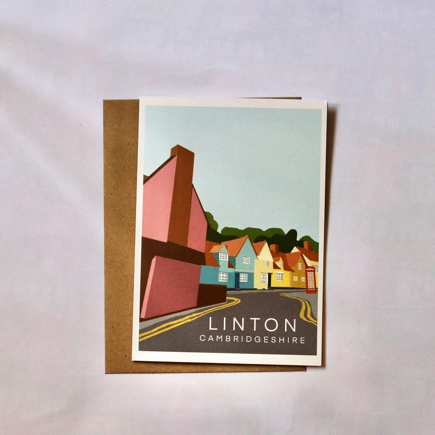 Linton High Street & Church Lane 5x7 Greeting Card with Kraft Envelope, Blank Inside
