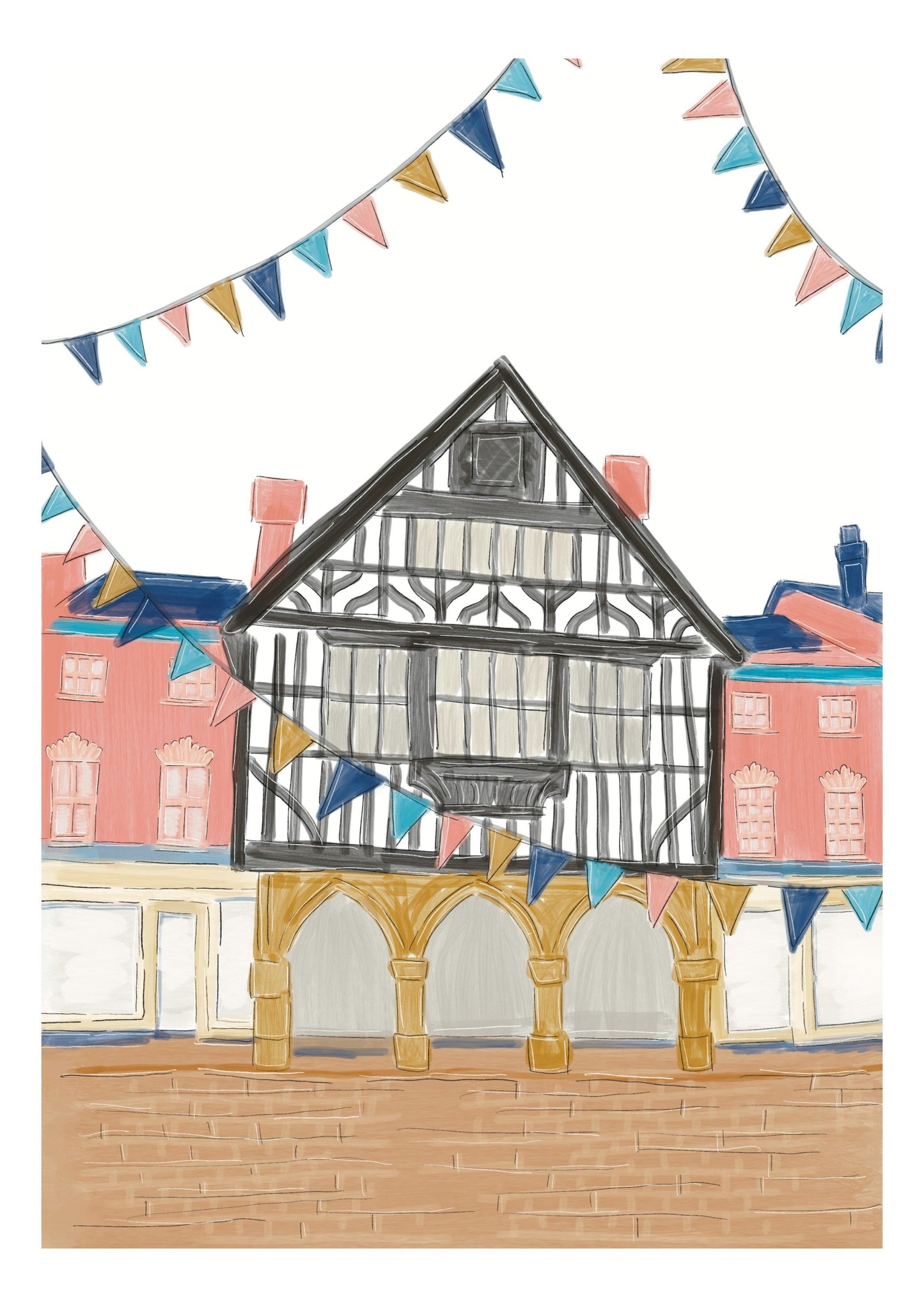 Saffron Walden Essex Art Print Town Hall & Town Square