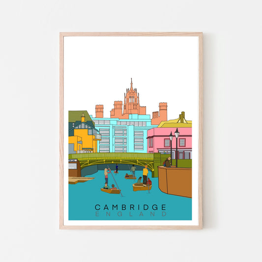 “Bridge Street Punting, Cambridge” Art Print